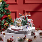 HOMCOM Animated Plug-In Lit Christmas Village with Santa and Deer-13 built-in LED colourful lights to create a romantic atmosphere 