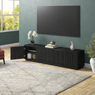 Hudson&Canal Hanson TV Stand for TV's up to 85" - Black Grain-Product Dimensions: 15.5" L x 78.5" W x 20" H