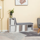 HOMCOM Bookshelf with Reading Nook - Grey-Made of robust and stable particle board