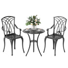 Outsunny 3-Piece Patio Bistro Set with Coffee Table with Umbrella Hole - Brown-Three-piece set includes two bistro chairs and a round table 