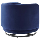 Modway Relish Performance Velvet Swivel Chair - Black Navy-Metal Swivel Base