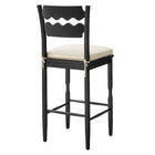 Modway Jax Oak Wood Bar Stool With Wavy Razor Back and Cushion - Black Linen-Sturdy Side Stretchers