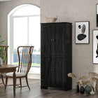 HOMCOM 72" H Freestanding Kitchen Pantry and Buffet Cabinet - Black-Four magnetic doors are easy to open and close 