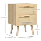 HOMCOM Boho Design Nightstand - Natural - Set of 2-Boho design gives an exotic style