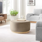 Modway Tilden Large 29" Round Performance Velvet Upholstered Ottoman - Taupe/Natural-Dense Foam Padding