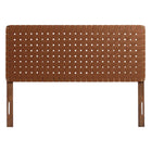 Modway Sparta Weave Vegan Leather Full Headboard with - Walnut Brown-5 Height-Adjustable Mounting Positions