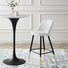 Modway Cordial Fabric Counter Stools - White - Set of 2-Matte Black Metal Legs