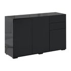 HOMCOM 46.1" L High Gloss Buffet Sideboard with 2 Drawers - Black-Great for storing dinnerware, glasses, cups, books, and more