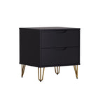 Manhattan Comfort Avira 20" Mid-Century Modern 2-Drawer Nightstand - Black-Minimalist drawer front with a discreet cutout handle for a seamless, modern appearance