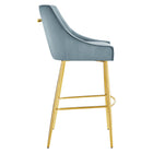 Modway Discern Performance Velvet Bar Stool - Light Blue-Brushed Gold Stainless Steel Legs