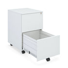 Ceha Canada 2-Drawer Metal Pedestals - Signal White-EASY MOBILITY WITH 5 CASTERS: Experience effortless mobility with this lockable filing cabinet, featuring 360° swivel casters to enhance stability and prevent tipping