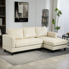 HOMCOM L Shape Sofa with Chaise Lounge - Beige-High-density foam and spring pack provide comfortable, supportive seating