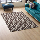 Modway Alika Abstract Diamond Trellis Area Rug - 5 ft W x 8 ft L - Ivory/Brown-Tight Low Pile Weave