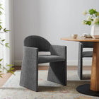 Modway Talia Upholstered Fabric Dining Armchair - Charcoal-Wide Angular Armrests