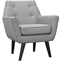 Modway Posit Upholstered Fabric Armchair - Light Grey-Mid-Century Modern Style Armchair