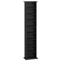 HOMCOM 9-Tier Slim DVD Media Storage Cabinet with Adjustable Shelves - Black-Holds up to 252 CDs in 9 compartments 