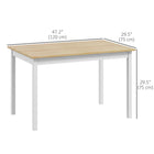 HOMCOM Farmhouse Kitchen Table with Wood Frame for Dining Room - Natural Wood-Solid pine wood frame with painting finish for strength and gentle protection
