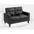 HOMCOM 51" PU Leather Loveseat with Armrests and Tufted Backrest - Black-Seat cushion is padded with sponge and has a spring inside for a comfortable sitting experience