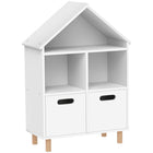 Qaba 3 Tier Kids Bookshelf with Two Drawers, for Bedroom, Kids Room - White-Three-tier design maximises storage for books and toys

