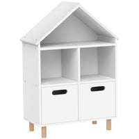 Qaba 3 Tier Kids Bookshelf with Two Drawers, for Bedroom, Kids Room - White-Three-tier design maximises storage for books and toys
