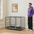 PawHut Heavy Duty Large Dog Cage with Wheels & Tray-Spacious inner gives large dogs lots of room to stand, turn and relax comfortably
