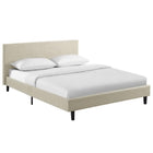 Modway Anya Fabric Full Bed - Beige-Upholstered In Polyester Fabric