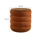 Modway Mezzo Round Performance Velvet Storage Ottoman - Rust-Stain-Resistant Fabric