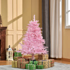 HOMCOM 4' Artificial Christmas Tree with Automatic Open - Pink-Artificial Christmas tree in a realistic tree style 