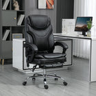 Vinsetto PU Leather Heated Massage Office Chair with Vibration - Black-Take a break and stretch out with a 135 degree recline angle and footrest