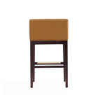 Manhattan Comfort Kingsley 21" Mid-Century Modern Faux Leather Upholstered Bar Stool - Camel and Dark Walnut - 2 Pack-Delivered to you Fully Assembled! No Assembly Required