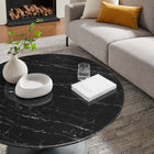 Modway Lippa 36" Round Faux Marble Coffee Table - Black-Non-Marking Felt Pad