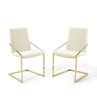 Modway Pitch Performance Velvet Dining Armchair - Gold/Ivory - 2 Pack-Modern Dining Chair