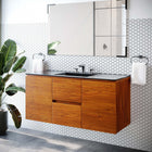 Modway Scenic 48" Wall-Mount Bathroom Vanity - Cherry/Black-Melamine Construction