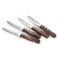 Tramontina Porterhouse Steak Knife Set - Rounded- Hardwood Handles - 4 Piece Set-Stain-free, high-carbon steel blades with a taper ground, serrated edge