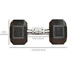 Soozier Rubber Dumbbells Weight Set - Total 60 lb - 30 lb Each - Dumbbell Hand Weight for Body Fitness Training-Hexagon shape design that helps to prevent the weights from rolling during your workout or while in storage 