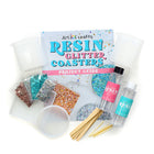 Art 101 Resin Glitter Coaster Kit-Includes resin, glitter, silicone coaster molds, stirring sticks, measuring cups, toothpicks, and a project guide
