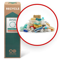 TerraCycle Bathroom Separation - Zero Waste Box - Medium-Recycle use this box to recycle non-organic waste generated in your bedroom that does not have a municipal recycling solution. This includes baby gear, books and magazines, eyewear, jewellery, cleaning accessories, fabrics and clothing, interior home furnishings, paper packaging, personal care accessories, pet products (non-food), plastic packaging, shoes, media storage, and toys.