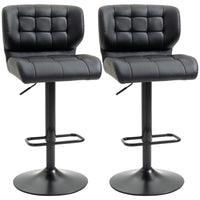 HOMCOM Adjustable Bar Stools with Footrest and Back - Black - 2 Pack-Packaged in a set of 2 for a coordinating look
