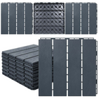 MotionGrey 4-Slat Interlocking Waterproof Outdoor Deck Tiles for Patio, Balcony and Garden - Black - 20 Piece Set-20-piece set of 4-slat interlocking deck tiles in black for coordinated outdoor flooring