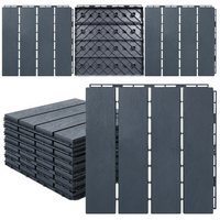 MotionGrey 4-Slat Interlocking Waterproof Outdoor Deck Tiles for Patio, Balcony and Garden - Black - 20 Piece Set-20-piece set of 4-slat interlocking deck tiles in black for coordinated outdoor flooring