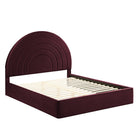 Modway Solana Arched Performance Velvet Queen Platform Bed - Mulberry-Stain-Resistant Performance Velvet Upholstery