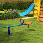 Outsunny Metal Kids 2-Seat Seesaw with 360 Degree Rotation - Multicoloured-Colour: Blue, Green, Orange 