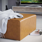 Modway Mingle Vegan Leather Ottoman - Tan-Generous Foam Padded Cushions