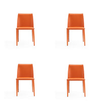 Manhattan Comfort Paris 18" Modern Faux Leather Upholstered Dining Chair - Coral - Set of 4-Modern Dining Chair Perfect for Dining and Home Office Use. Set of 4