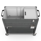 Permasteel 80 qt Wood Grain Rolling Patio Cooler with Divider - Grey-Drain plug allows for easy emptying of melted ice and excess water