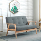 HOMCOM 45" Loveseat Sofa with Rubber Wood Legs - Dark Grey-Breathable linen-feel fabric resists wrinkles and deformation 