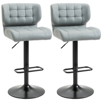 HOMCOM Adjustable Bar Stools with Footrest and Back - Grey - 2 Pack-Packaged in a set of 2 for a coordinating look
