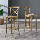 Modway Gear Bar Stool - Natural-Woven Rattan Set