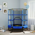 Qaba Kids Trampoline with Enclosure Net - 68.9" Dia. - Blue-Constructed with a powder-coated steel frame and tightly woven net enclosure for reliable use 