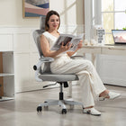 HOMCOM Ergonomic Mesh Office Chair with Lumbar Support - Grey-Lumbar support adjusts forward/backward for tailored back comfort